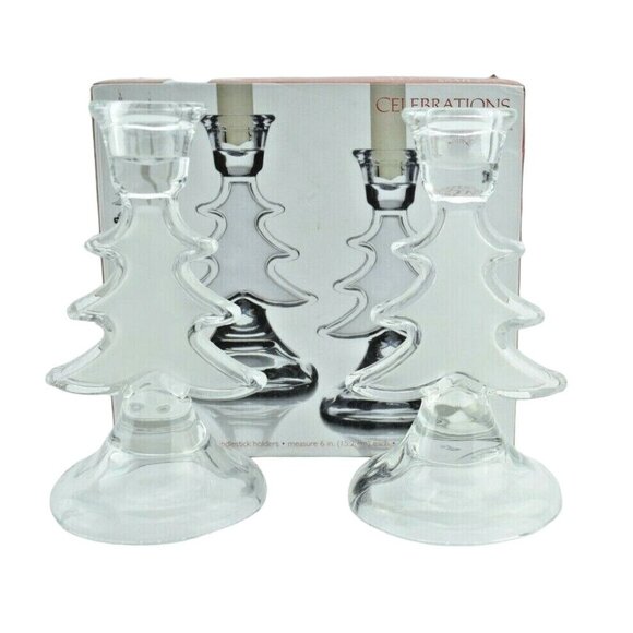 Celebrations by Mikasa Rejoice Collection Crystal Christmas Tree Candle Holder - Picture 1 of 8
